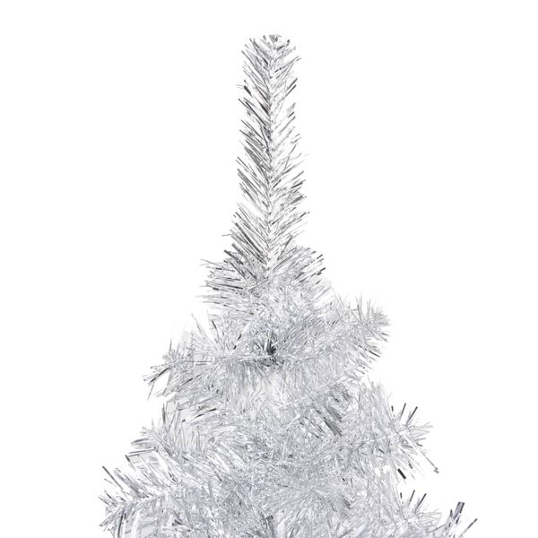 vidaXL Albero di Natale Preilluminato con Palline Argento 180 cm PET