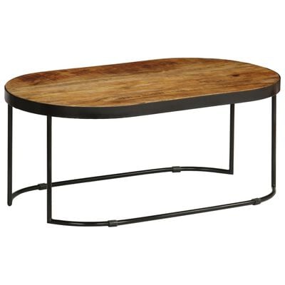 vidaXL Tavolino Ovale in Massello Grezzo di Mango e Acciaio 100 cm