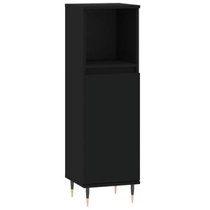 vidaXL Armadietto da Bagno Nero 30x30x100 cm in Legno Multistrato