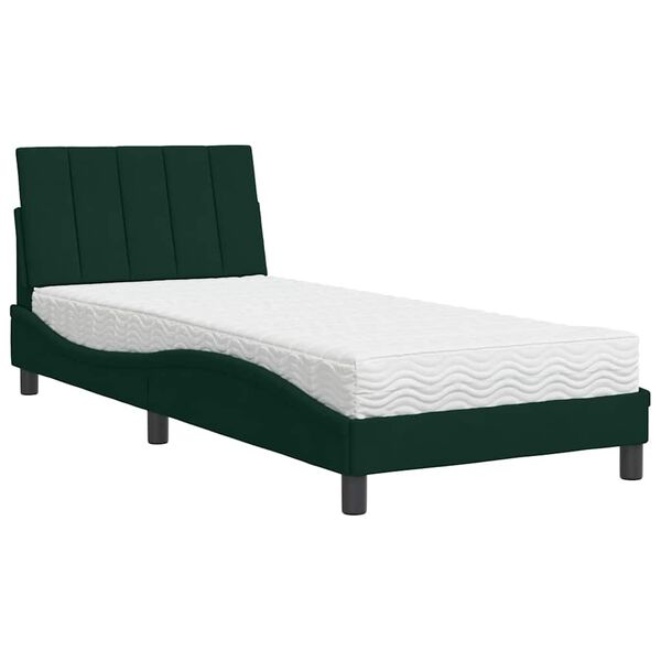 vidaXL Letto con Materasso Hanko Verde Scuro 80x200 cm in Velluto