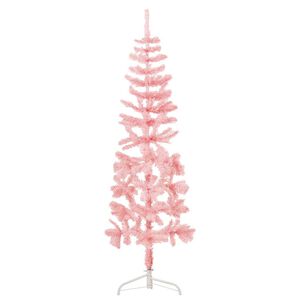 vidaXL Albero Natale Artificiale Sottile a Met&agrave; e Supporto Rosa 120 cm