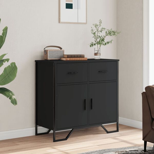 vidaXL Credenza Nera 79,5x35,5x74,5 cm in Legno Multistrato