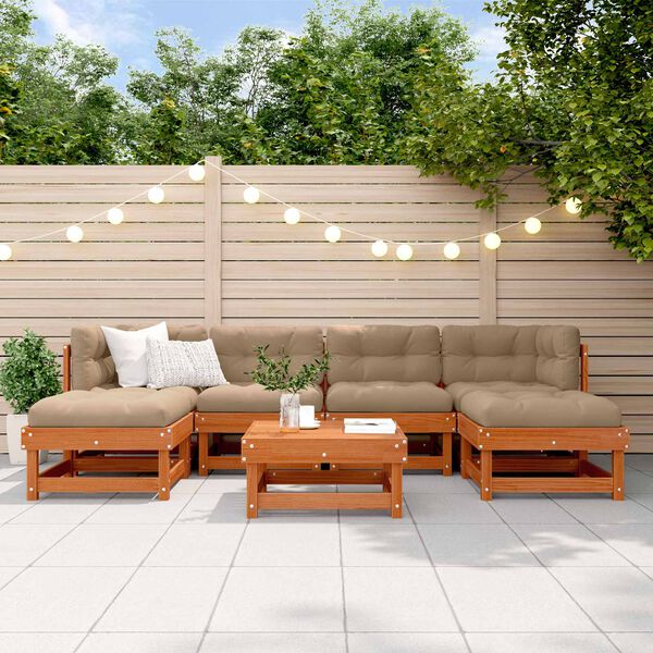vidaXL Set Lounge da Giardino 7 pcs Marrone Cera