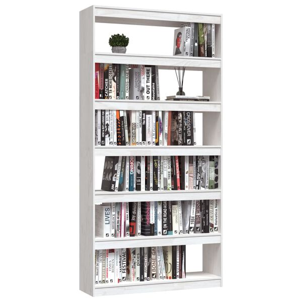 vidaXL Libreria/Divisorio Bianco 100x30x200 cm Legno Massello di Pino