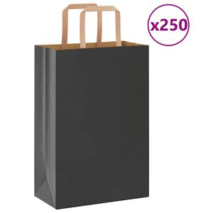 vidaXL Sacchetti di Carta 250 pz con Manici Neri 21x11x31 cm
