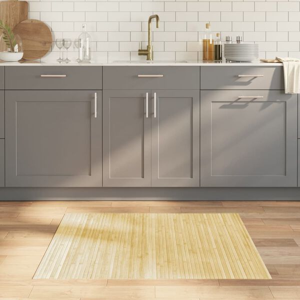vidaXL Tappeto Rettangolare Natura Chiaro 80x100 cm in Bamb&ugrave;
