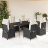 vidaXL Set da Pranzo da Giardino 7 pz Nero con Cuscini in Polyrattan
