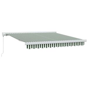 vidaXL Tenda Retrattile Verde e Bianco 300 x 250 cm Tessuto e Metallo