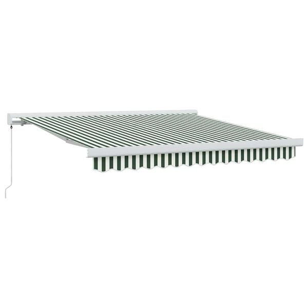 vidaXL Tenda Retrattile Verde e Bianco 300 x 250 cm Tessuto e Metallo