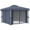 vidaXL Gazebo con Tende e Stringa di Luci LED 3x3 m Antracite