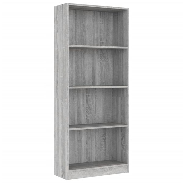 vidaXL Libreria 4 Ripiani Grigio Sonoma 60x24x142 cm Legno Multistrato