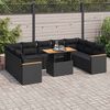vidaXL Set Divani Giardino 10pz con Cuscini Nero in Polyrattan Acacia