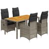 vidaXL Set Bistr&ograve; da Giardino 5 pz con Cuscini in Polyrattan Grigio