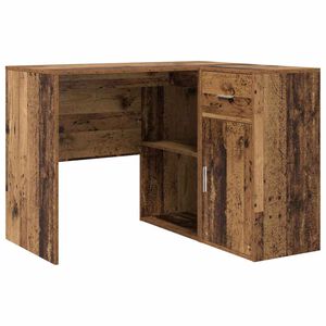 vidaXL Scrivania ad angolo con cassetto Legno vecchio 102 x 88 x 75 cm