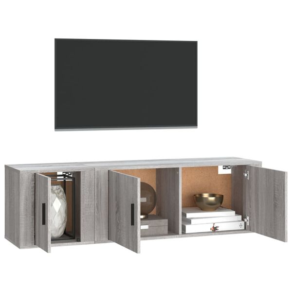 vidaXL Set Mobili Porta TV 2 pz Grigio Sonoma in Legno Multistrato