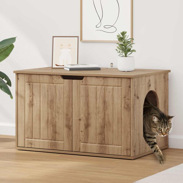 vidaXL Casa per Gatti Rovere Artigianale 85 x 55 x 50,5 cm