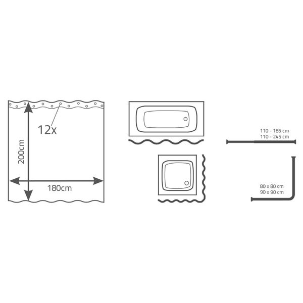 RIDDER Tenda da Doccia Smile 180x200 cm