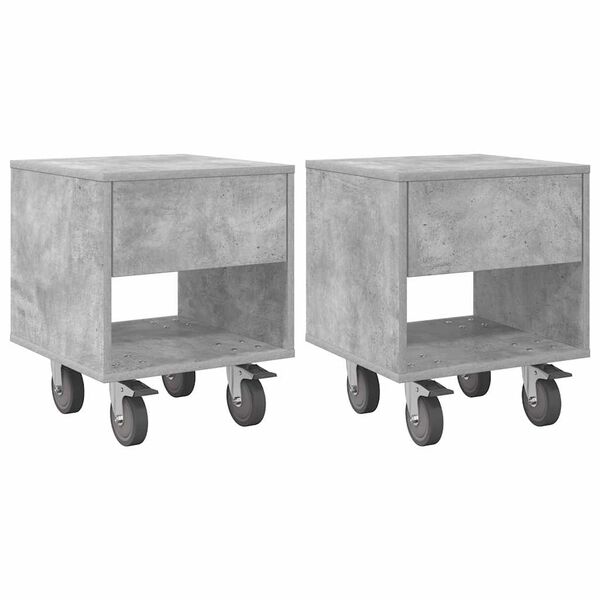vidaXL Comodino 2 pcs Grigio cemento 40,5 x 40 x 48 cm
