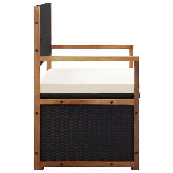 vidaXL Cassapanca 115 cm in Polyrattan e Legno Massello di Acacia Nero