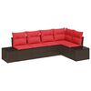 vidaXL Set Divano da Giardino con cuscino 5 pcs Marrone polyrattan