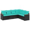 vidaXL Set Divani da Giardino 6 pz con Cuscini Nero in Polyrattan