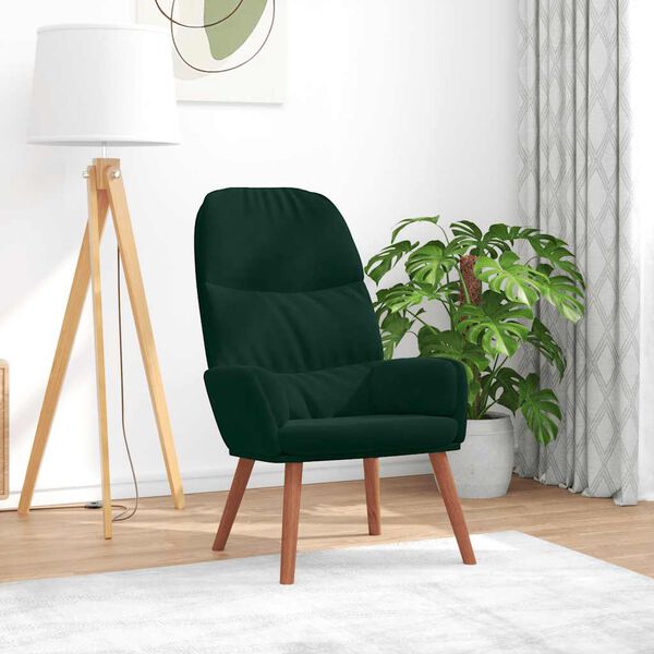 vidaXL Sedia Relax Verde Scuro in Velluto