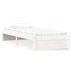vidaXL Giroletto Bianco in Legno Massello 75x190 cm Small Single