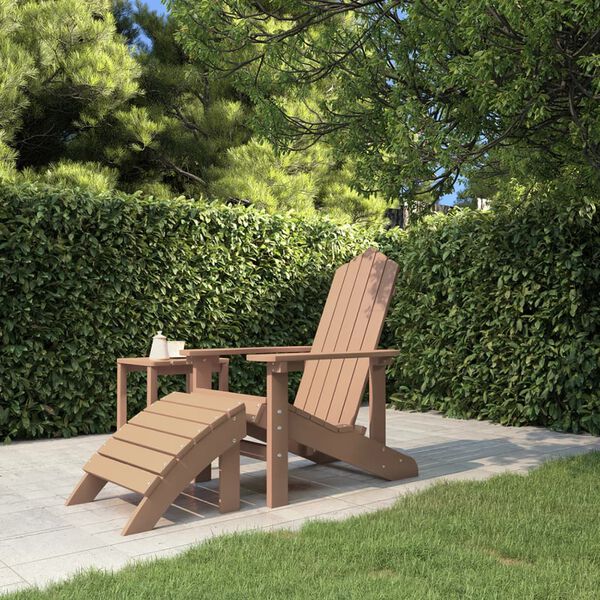 vidaXL Sedia da Giardino Adirondack con Poggiapiedi Marrone in HDPE