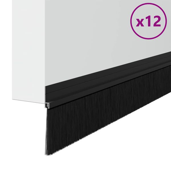 vidaXL Spazzole per porte autoadesive 12 pcs Nero 100 cm