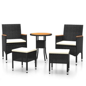 vidaXL Set Salotto da Giardino 5 pz in Polyrattan Nero