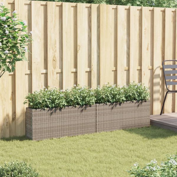 vidaXL Fioriere da Giardino con 2 Vasi Grigie 90x20x40cm in Polyrattan