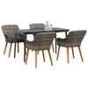 vidaXL Set da Pranzo per Giardino con cuscino 5 pcs Grigio polyrattan