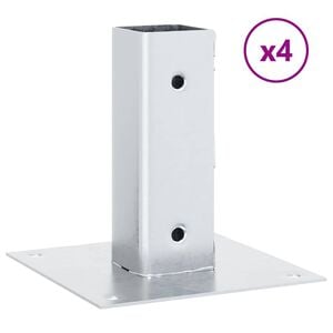 vidaXL Basi per Pali Quadrate 4 pz Argento 46x46 mm in Acciaio Zincato