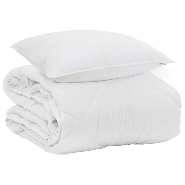 vidaXL Duvet Estivo con cuscino 2 pcs Bianco Microfibra