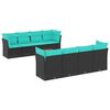 vidaXL Set Divani da Giardino 9 pz con Cuscini Nero in Polyrattan