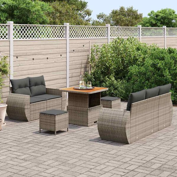 vidaXL Set Divano da Giardino con cuscino 8 pcs Grigio polyrattan