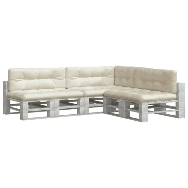 vidaXL Cuscini per Pallet 7 pz Crema in Tessuto