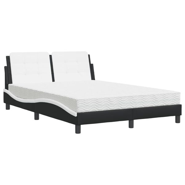 vidaXL Letto con Materasso Zadar Nero e Bianco 140x200 cm in Similpelle