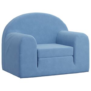 vidaXL Divano Letto per Bambini Blu in Morbido Peluche