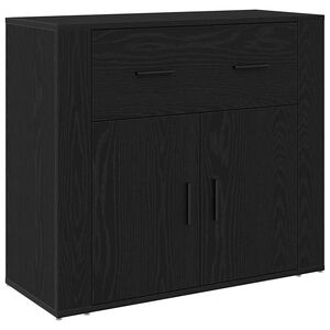 vidaXL Credenza Rovere Nero 80 x 33 x 70 cm Legno multistrato