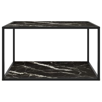 vidaXL Tavolino da Salotto Nero e Vetro Nero Marmorizzato 90x90x50 cm