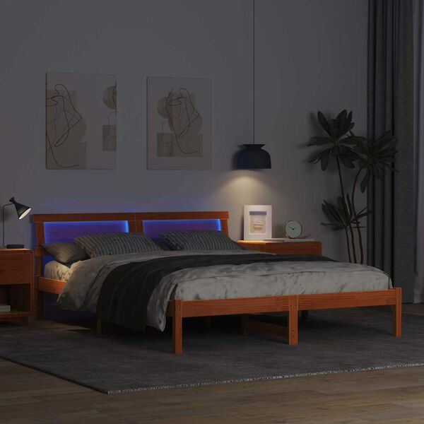 vidaXL Struttura del letto Marrone cerato 160 x 200 cm Pino massello