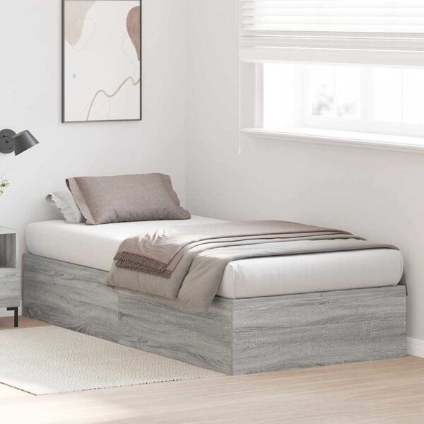 vidaXL Struttura letto con contenitore Grigio Sonoma 90 x 190 cm
