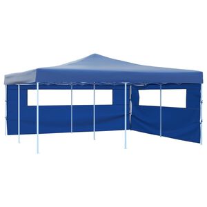 vidaXL Gazebo Pieghevole con 2 Pareti 5x5 m Blu