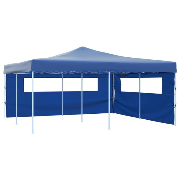 vidaXL Gazebo Pieghevole con 2 Pareti 5x5 m Blu