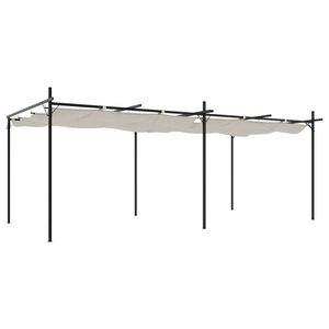 vidaXL Pergola con Tetto Retrattile Crema 589x292x230 cm
