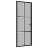vidaXL Porta Interna 83x201,5 cm Nero Opaco Vetro e Alluminio