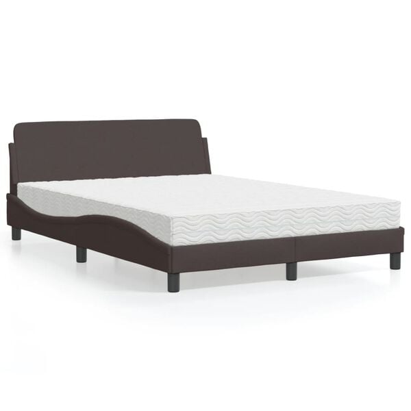 vidaXL Letto con Materasso Dover Marrone Scuro 120x200cm Tessuto