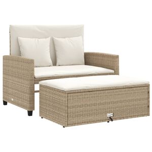 vidaXL Divano da Giardino con Cuscini a 2 Posti Beige in Polyrattan