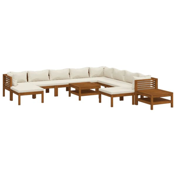 vidaXL Set Divani da Giardino 12 pz con Cuscini Crema in Legno Acacia